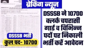 DSSSB NEWS - 10700 क्लर्क चपरासी गार्ड व विभिन्न पदों पर DSSSB ने निकाली भर्ती करें आवेदन