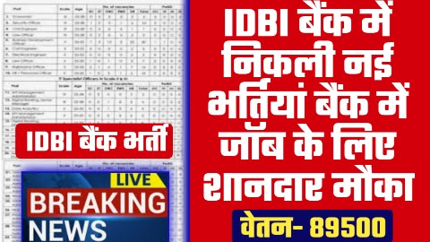 IDBI Bank SO Vacancy: IDBI बैंक में जॉब के लिए शानदार मौका